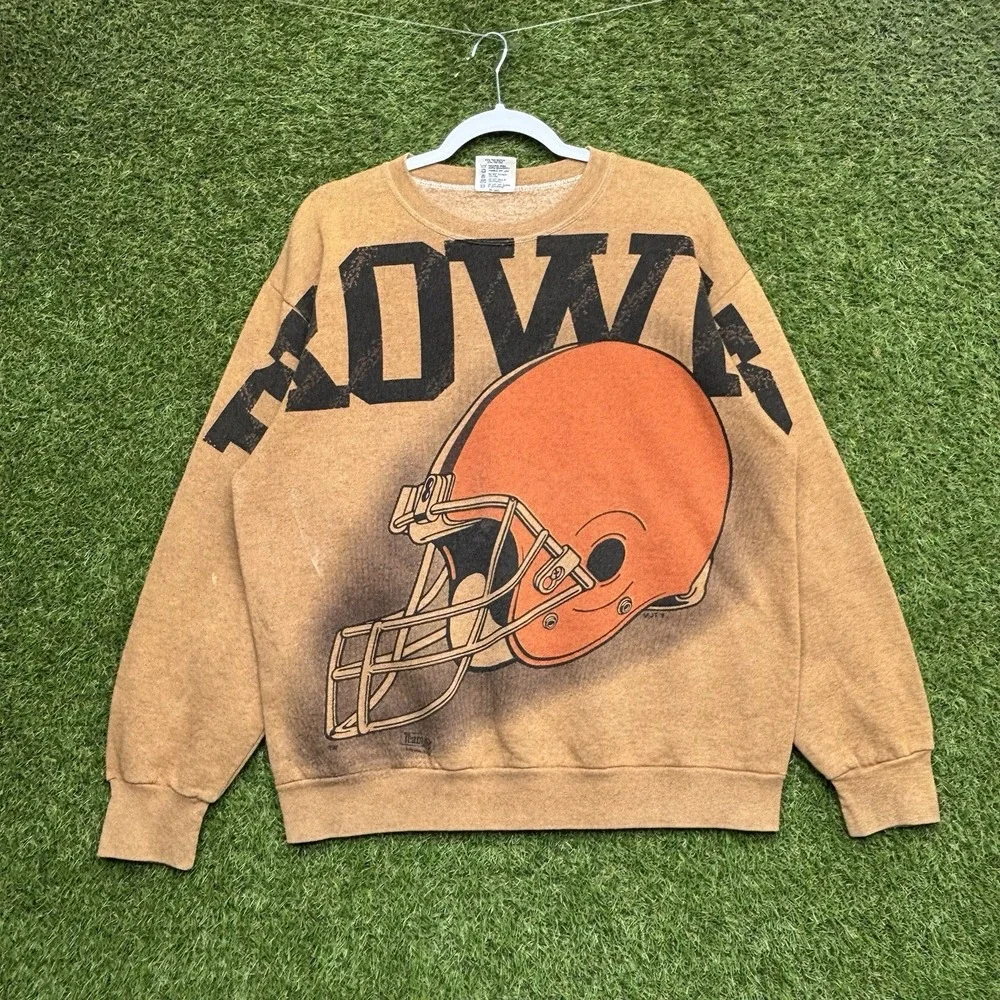 Vintage Cleveland Browns Sweatshirt Mens XL NFL All Over Print Sweater 90s
